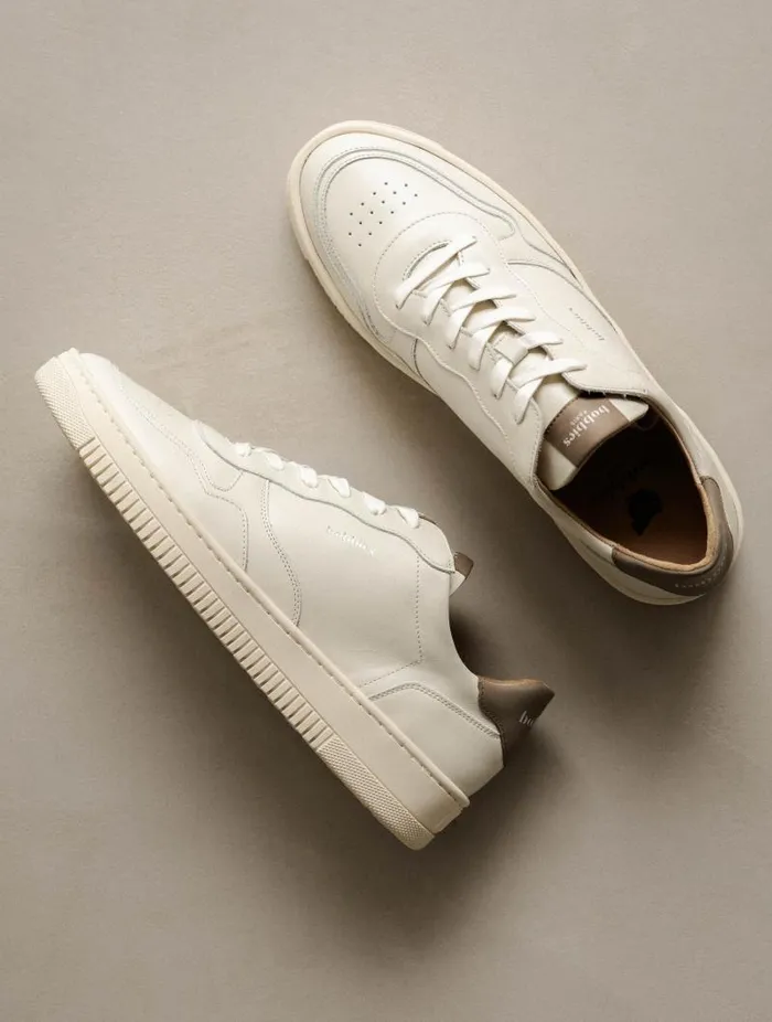 Men Sneakers Bobbies Travis Off White and Taupe Men Sneakers Bobbies Travis Off White and Taupe