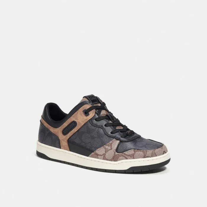 Men Sneakers Coach C201 Sneaker In Signature Canvas Blackmaple