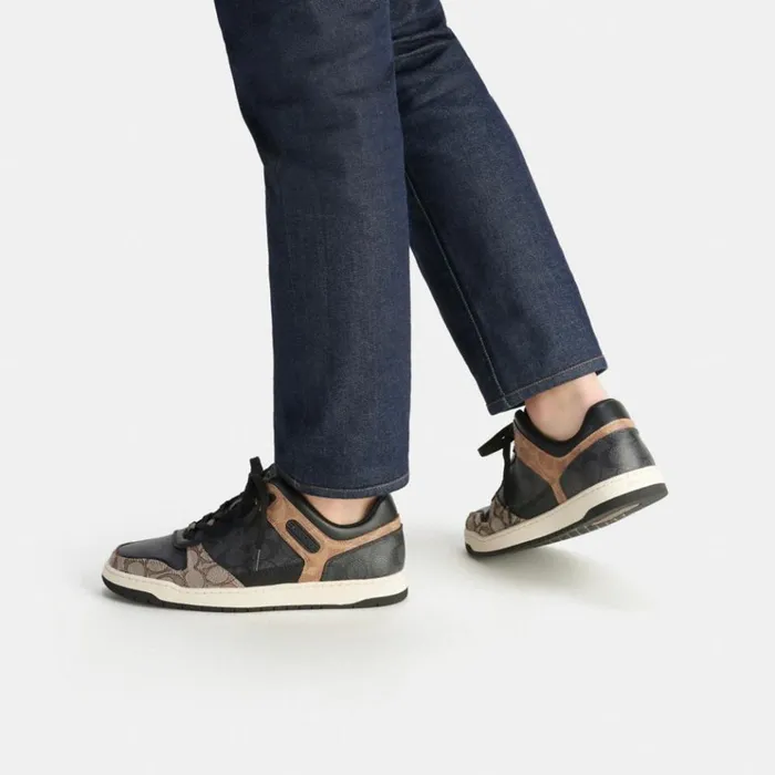 Men Sneakers Coach C201 Sneaker In Signature Canvas Blackmaple