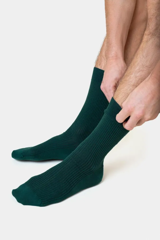 Men Socks and Colorful Standard Merino Wool Blend Sock Burned Yellow