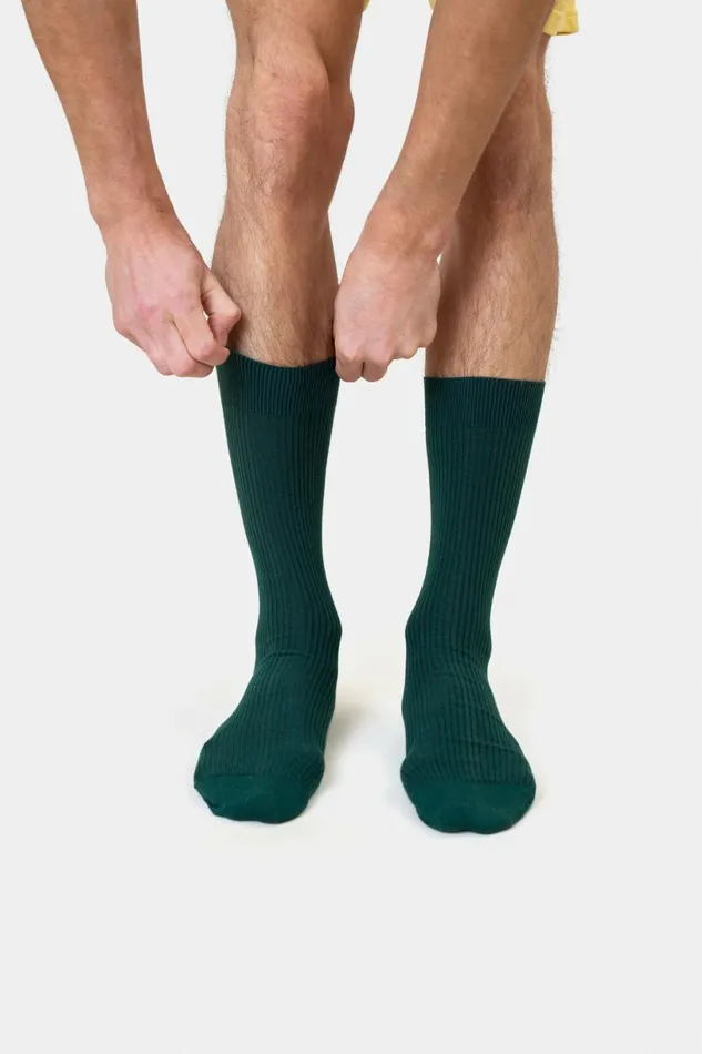 Men Socks and Colorful Standard Merino Wool Blend Sock Burned Yellow