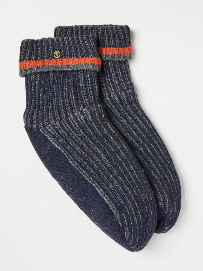 Men Socks Fat Face Navy Striped Bedsocks