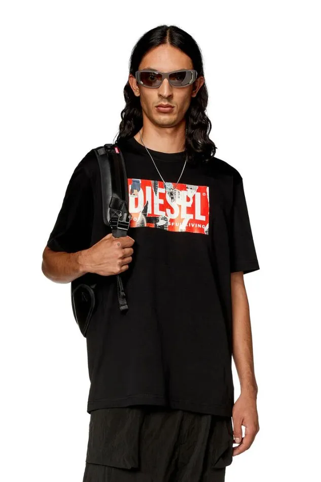 Men TJustL13 Black Diesel Tshirts Men TJustL13 Black Diesel Tshirts