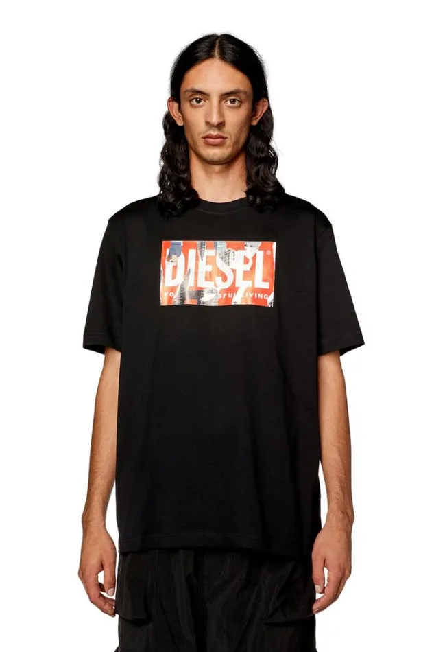 Men TJustL13 Black Diesel Tshirts Men TJustL13 Black Diesel Tshirts