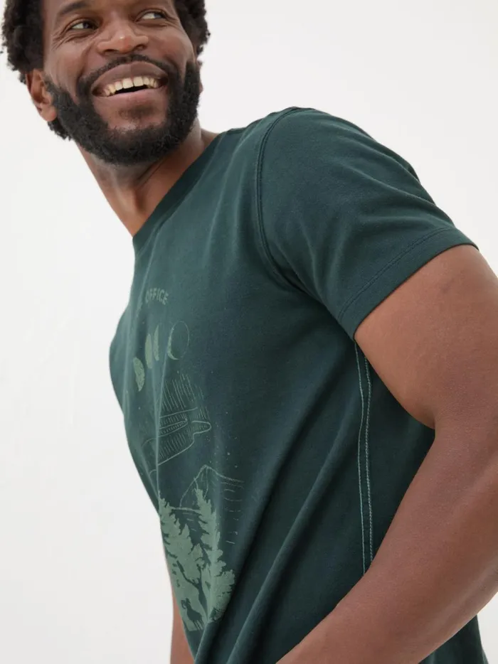 Men TShirts Fat Face Dark Teal 100 Cotton Discover Darkness Out Of Office TShirt Men TShirts Fat Face Dark Teal 100 Cotton Discover Darkness Out Of Office TShirt