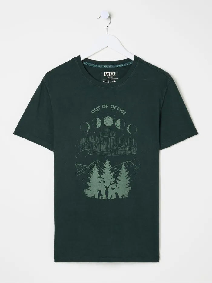 Men TShirts Fat Face Dark Teal 100 Cotton Discover Darkness Out Of Office TShirt Men TShirts Fat Face Dark Teal 100 Cotton Discover Darkness Out Of Office TShirt
