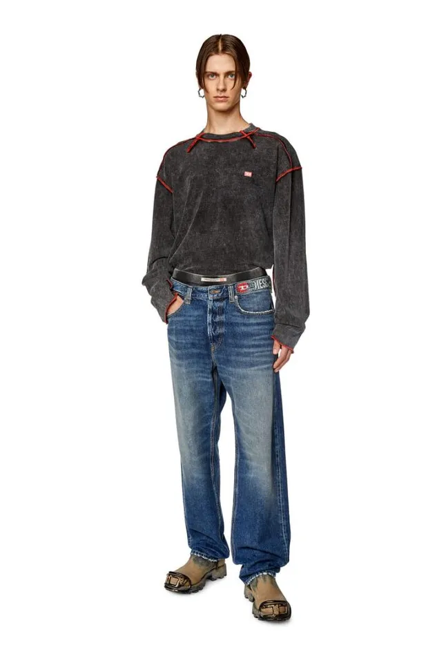 Men TWeekLs Dark Grey Diesel Tshirts