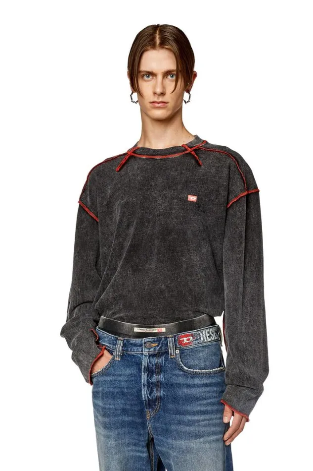 Men TWeekLs Dark Grey Diesel Tshirts Men TWeekLs Dark Grey Diesel Tshirts