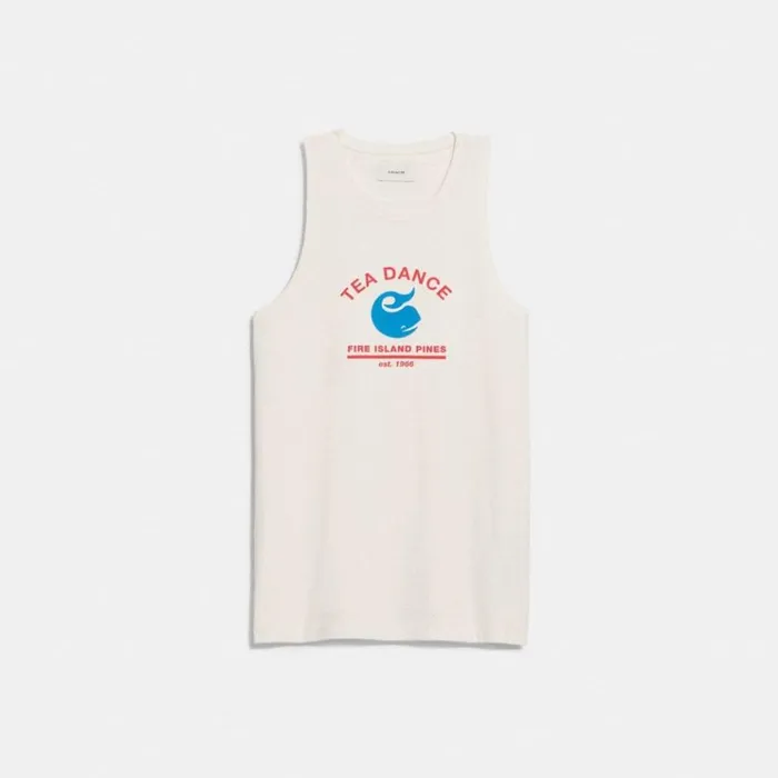 Men Tops and Bottoms Coach Tank Top With Tea Dance Graphic Cream Multi
