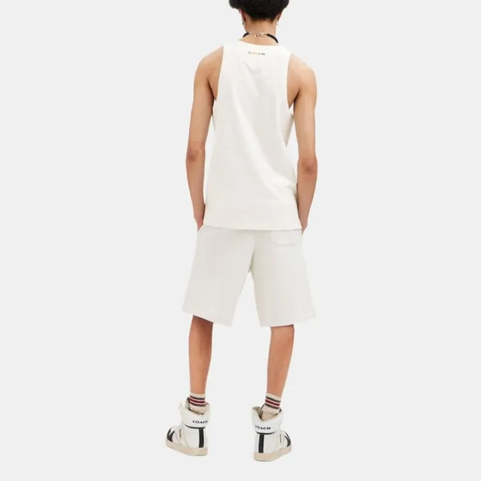 Men Tops and Bottoms Coach Tank Top With Tea Dance Graphic Cream Multi