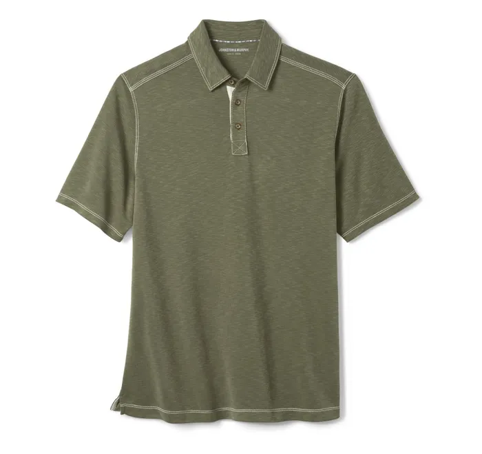 Men Vintage Slub Polo Olive JohnstonandMurphy Polos and Tees Men Vintage Slub Polo Olive JohnstonandMurphy Polos and Tees