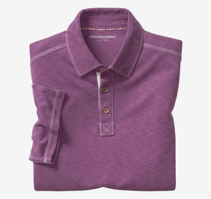 Men Vintage Slub Polo Wine JohnstonandMurphy Polos and Tees