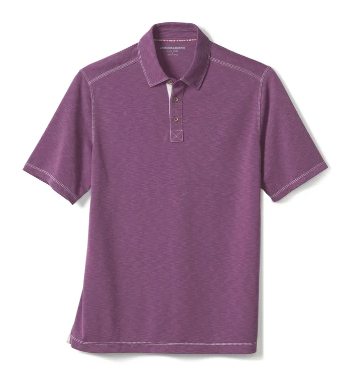 Men Vintage Slub Polo Wine JohnstonandMurphy Polos and Tees Men Vintage Slub Polo Wine JohnstonandMurphy Polos and Tees