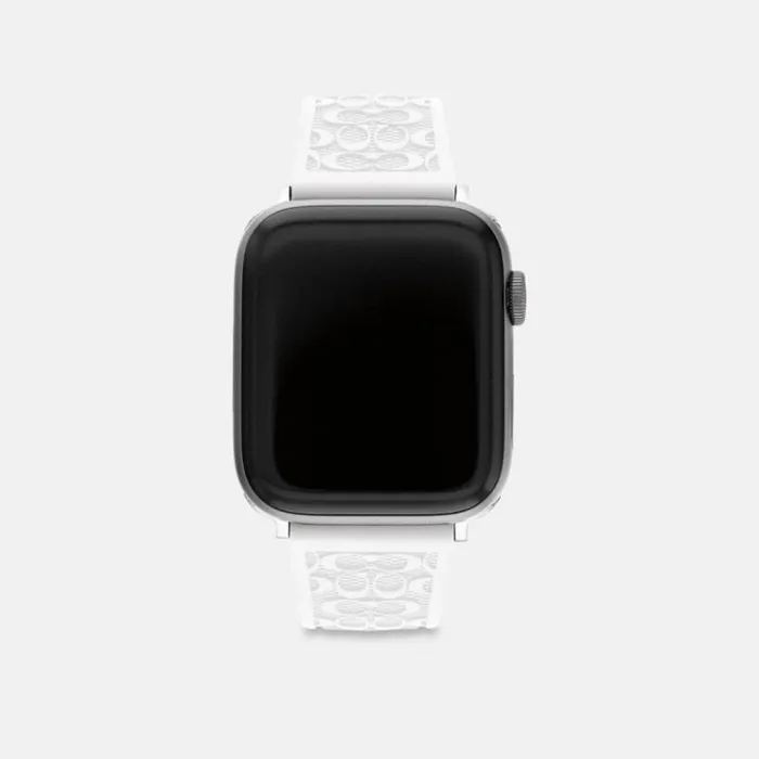 Men Watches Coach Apple Watch Strap 42 Mm And 44 Mm White