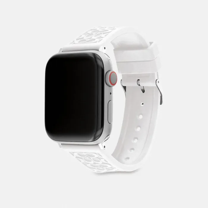 Men Watches Coach Apple Watch Strap 42 Mm And 44 Mm White