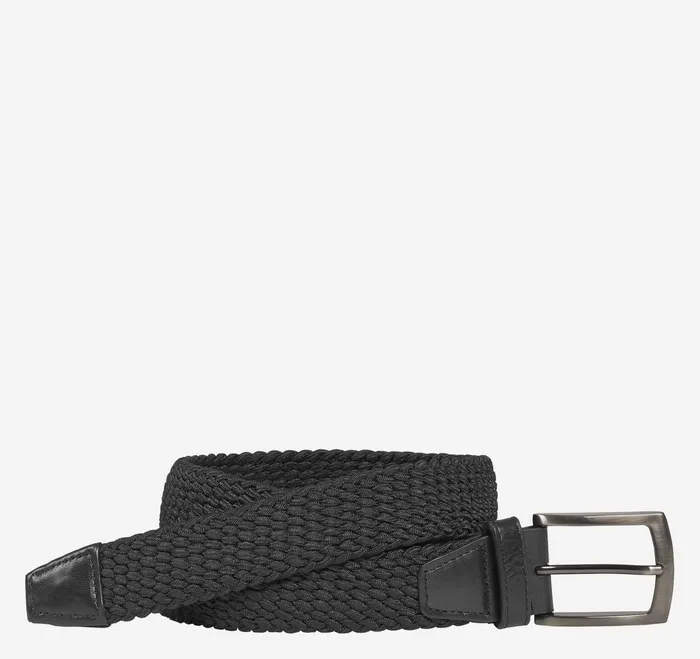 Men Woven StretchKnit Belt Black JohnstonandMurphy Belts