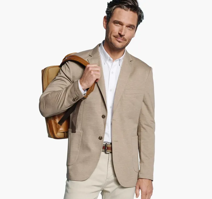 Men Xc Flex Knit Blazer Tan Twill JohnstonandMurphy Blazers