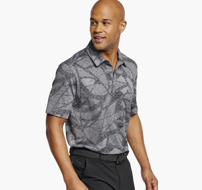 Men Xc4 Performance Polo Charcoal Large Geo JohnstonandMurphy Polos and Tees