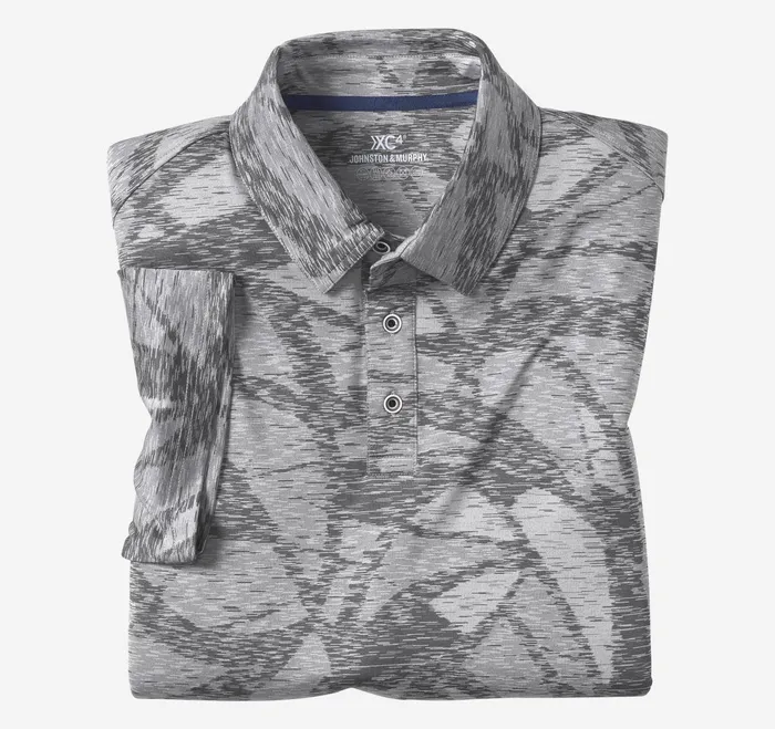 Men Xc4 Performance Polo Charcoal Large Geo JohnstonandMurphy Polos and Tees Men Xc4 Performance Polo Charcoal Large Geo JohnstonandMurphy Polos and Tees