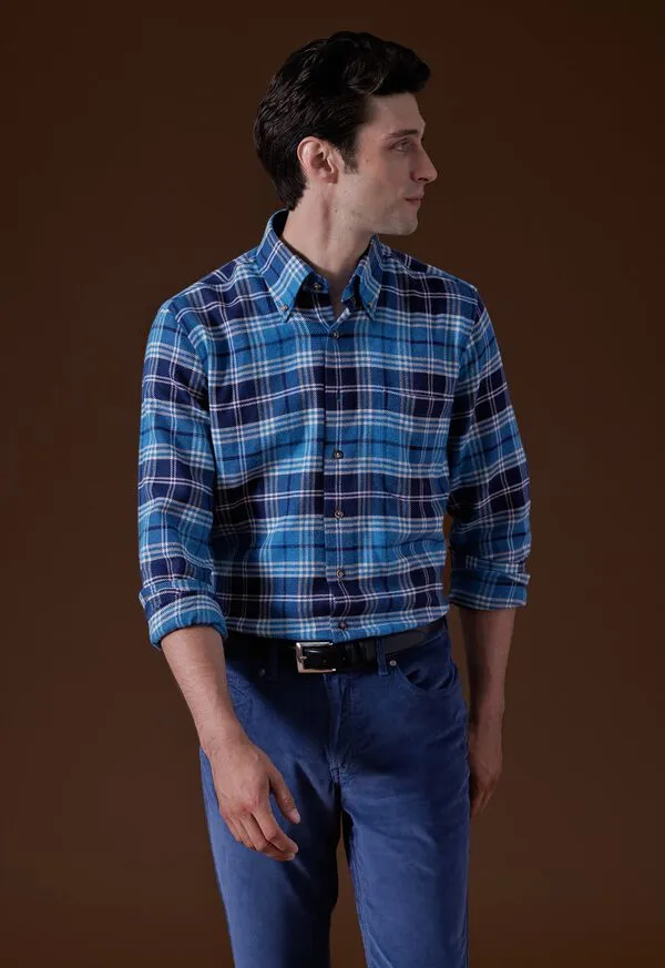 Mens Paulstuart Flannel Plaid Sport Shirt BluePurple Sport Shirts Mens Paulstuart Flannel Plaid Sport Shirt BluePurple Sport Shirts