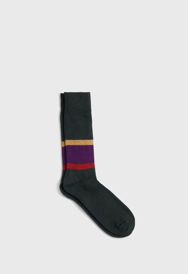 Mens Socks Paulstuart Wool Colorblock Boot Sock Dark Green