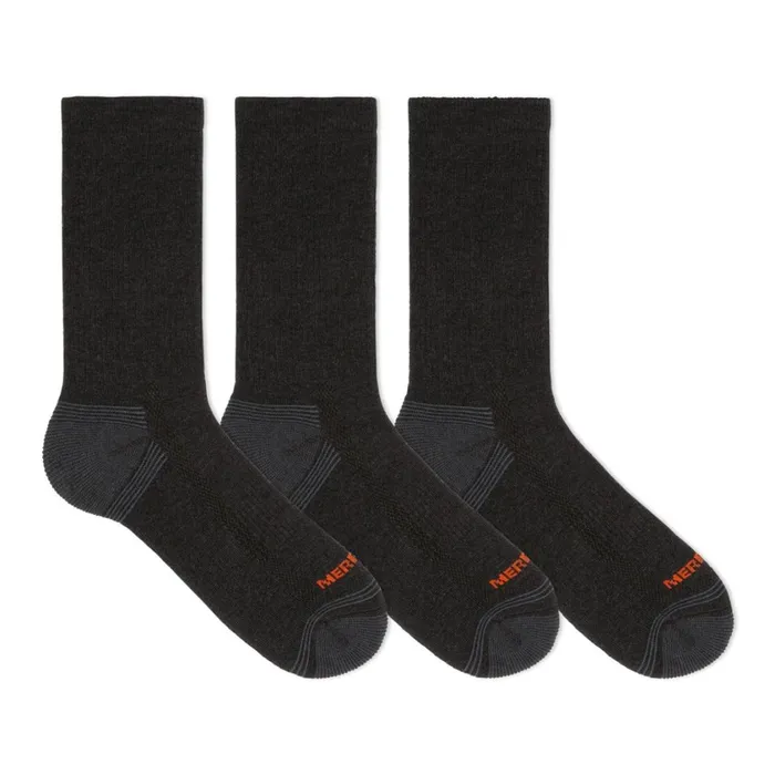 Merrell Accessories MenWomen Recycled Everyday Crew Sock 3 Pack Black