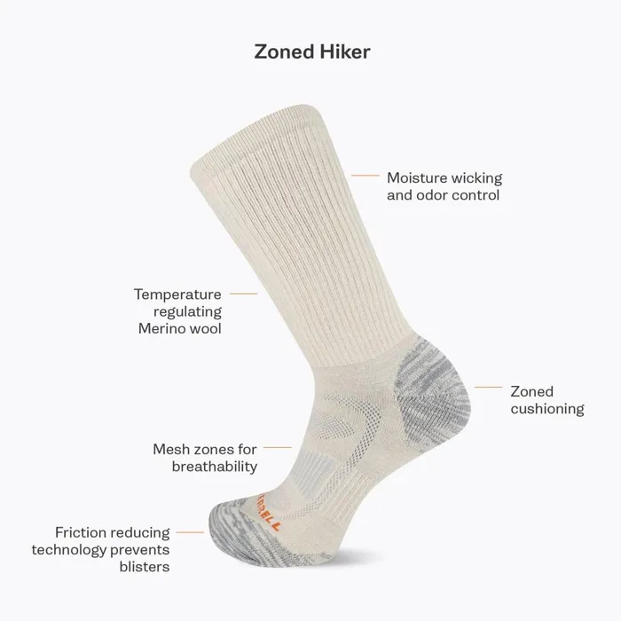 Merrell Accessories MenWomen Zoned Hiker Crew Sock Onyx