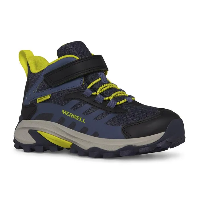 Merrell Boots Kids Big Moab Speed Mid 2 AC Waterproof Navyhi Vis