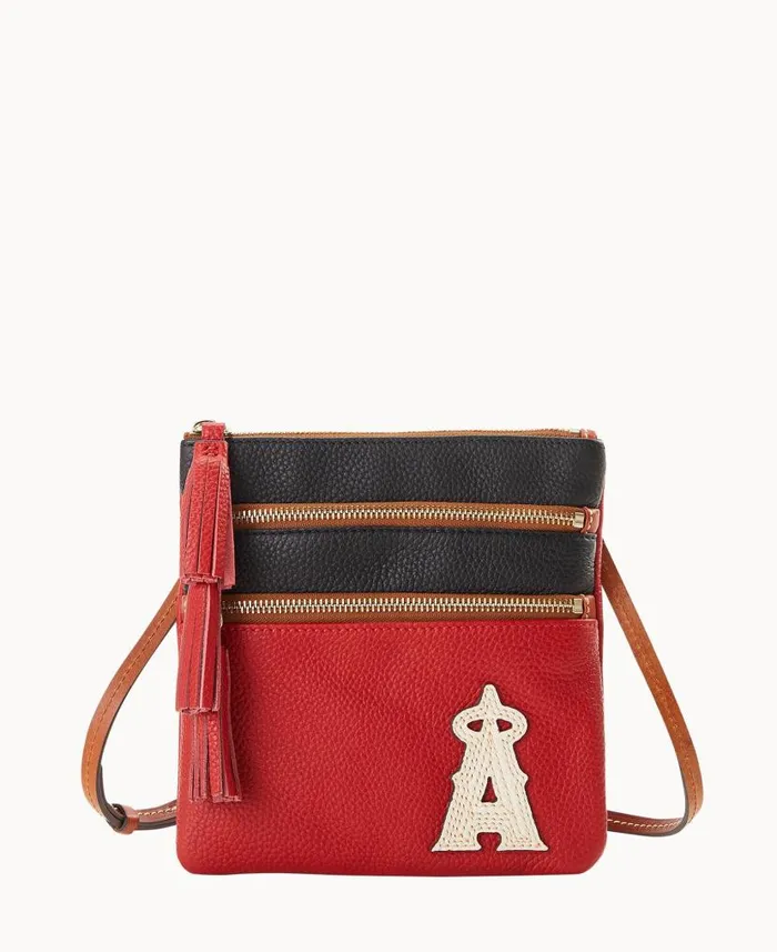 MLB Angels Triple Zip Crossbody Angels Woman Dooney and Bourke Crossbodies