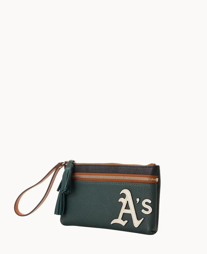 MLB Athletics Double Zip Wristlet Athletics ManWoman Dooney and Bourke Wallets
