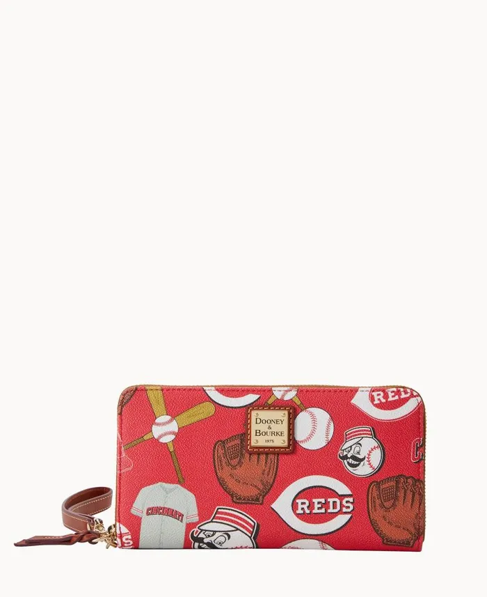 MLB Reds Large Zip Around Wristlet Reds ManWoman Dooney and Bourke Wallets