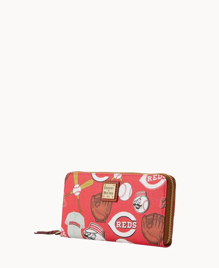 MLB Reds Large Zip Around Wristlet Reds ManWoman Dooney and Bourke Wallets