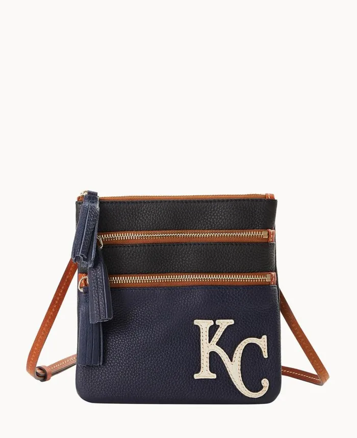 MLB Royals Triple Zip Crossbody Royals Woman Dooney and Bourke Crossbodies
