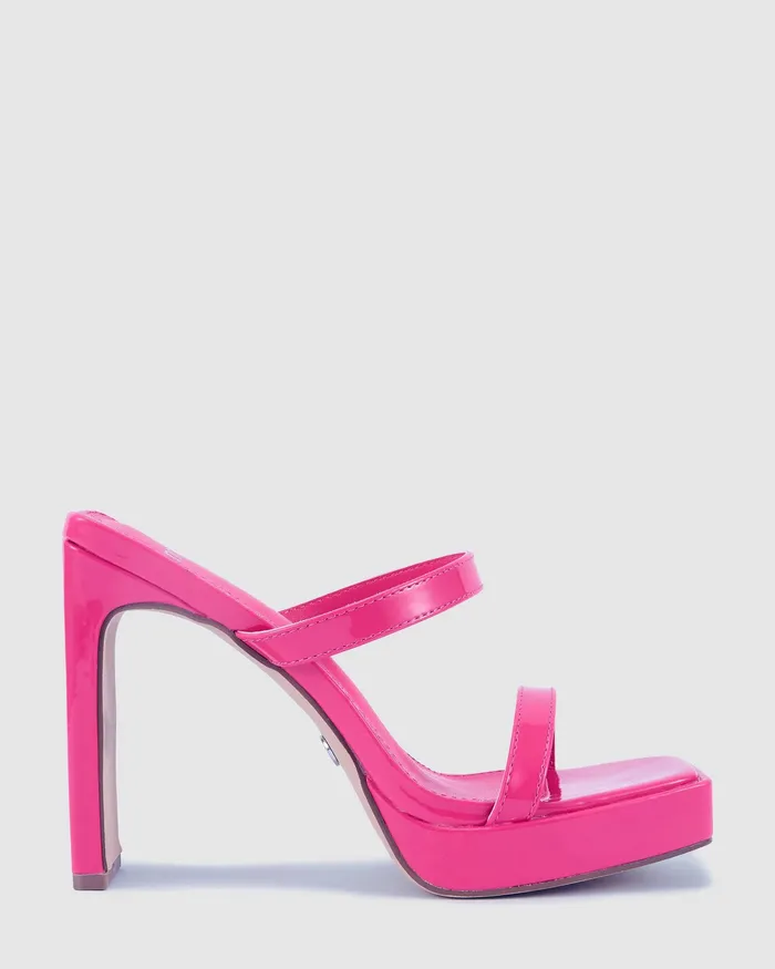 Mules ZAPPY Magenta Slim Rectangular Heels NOVO Shoes Women