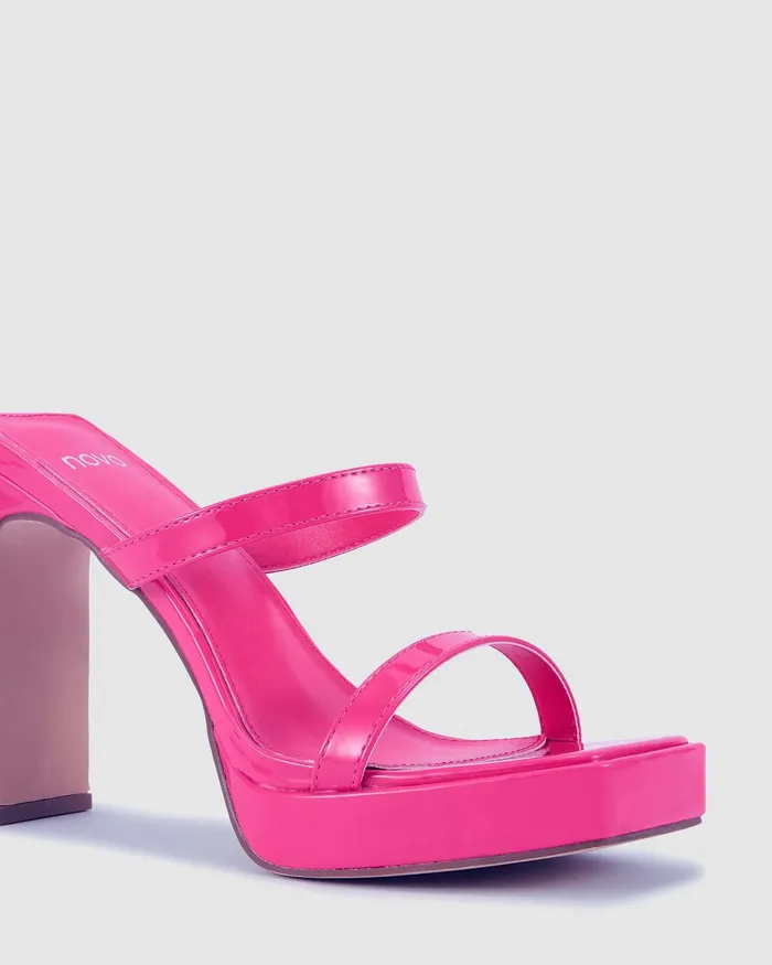 Mules ZAPPY Magenta Slim Rectangular Heels NOVO Shoes Women