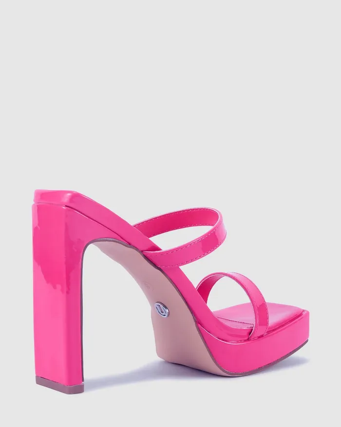 Mules ZAPPY Magenta Slim Rectangular Heels NOVO Shoes Women