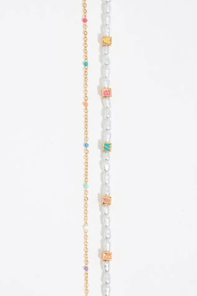 Multicolor Dice Logo Necklace Pink Women Bimba Y Lola Necklaces Multicolor Dice Logo Necklace Pink Women Bimba Y Lola Necklaces