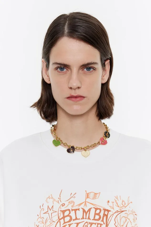 Multicolor Heart Logos Necklace Pink Women Bimba Y Lola Jewelry Multicolor Heart Logos Necklace Pink Women Bimba Y Lola Jewelry