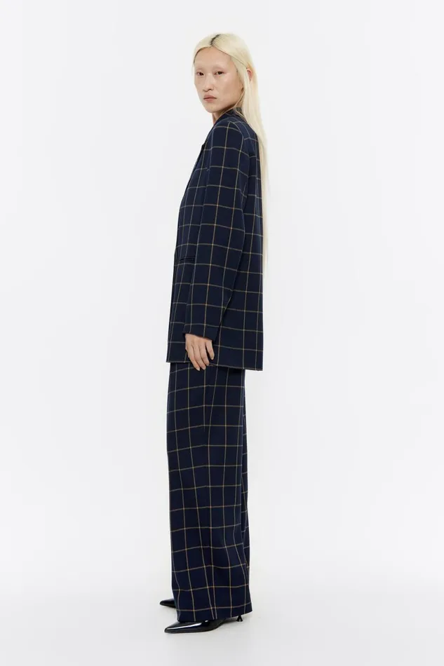 Navy Blue Checked Tailored Jacket Navy Women Bimba Y Lola Total Look Navy Blue Checked Tailored Jacket Navy Women Bimba Y Lola Total Look
