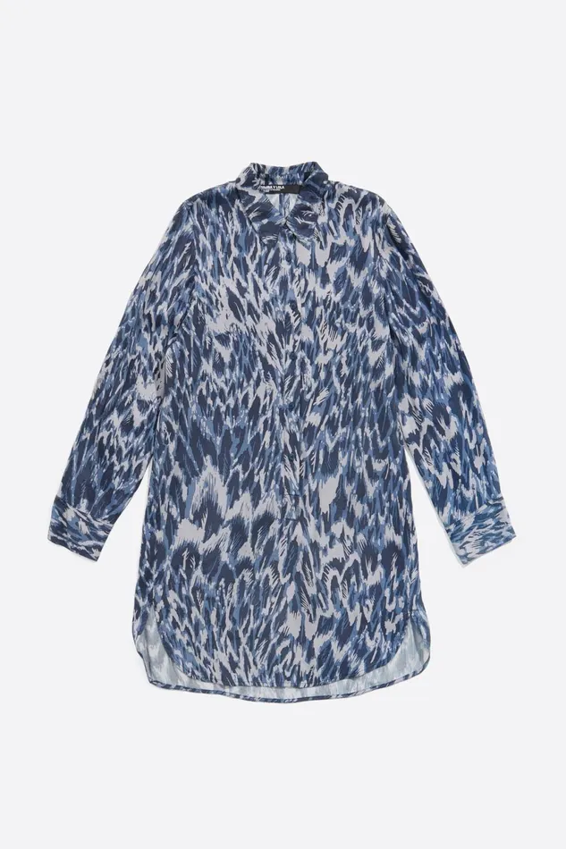 Navy Blue Long Straight Shirt With Plumancha Print Plumancha Navy Women Bimba Y Lola Shirts Navy Blue Long Straight Shirt With Plumancha Print Plumancha Navy Women Bimba Y Lola Shirts