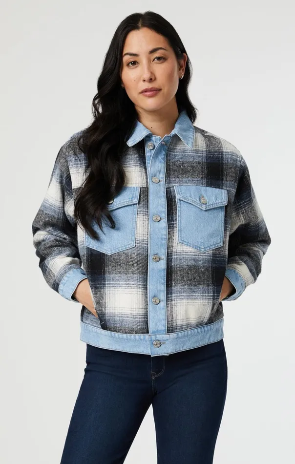 Nellie Jacket In Grey Plaid Women Mavi Jeans Jackets