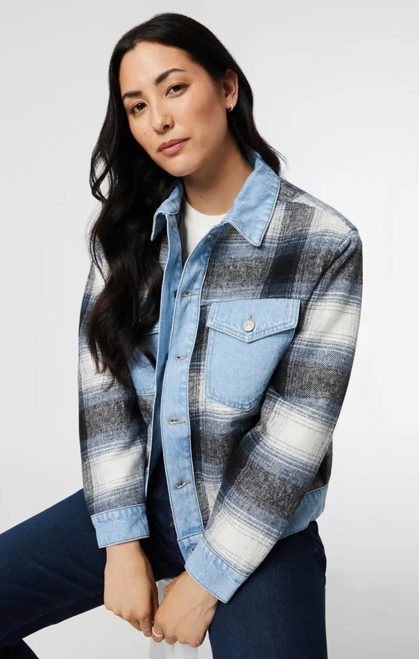 Nellie Jacket In Grey Plaid Women Mavi Jeans Jackets Nellie Jacket In Grey Plaid Women Mavi Jeans Jackets
