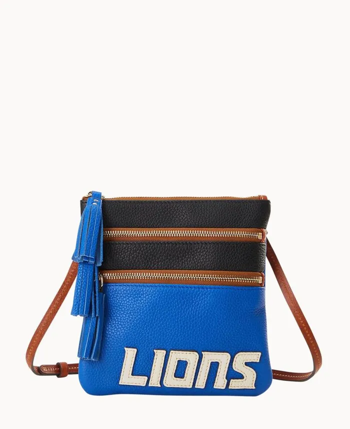 NFL Lions Triple Zip Crossbody Lions Woman Dooney and Bourke Crossbodies