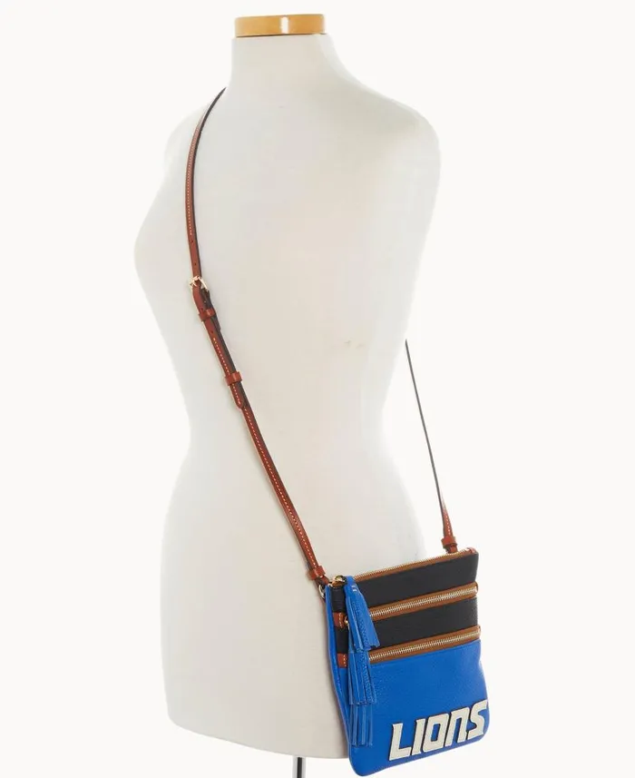 NFL Lions Triple Zip Crossbody Lions Woman Dooney and Bourke Crossbodies NFL Lions Triple Zip Crossbody Lions Woman Dooney and Bourke Crossbodies