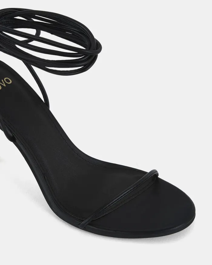 NOVO Shoes MANTOVA BLACK Open Toe Heels Women Stilettos