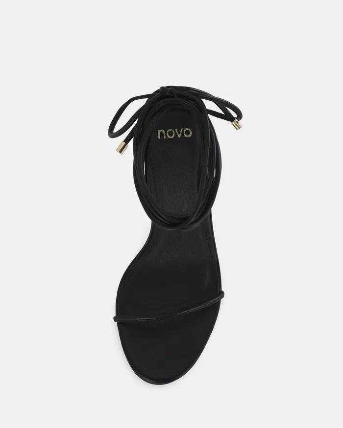 NOVO Shoes MANTOVA BLACK Open Toe Heels Women Stilettos