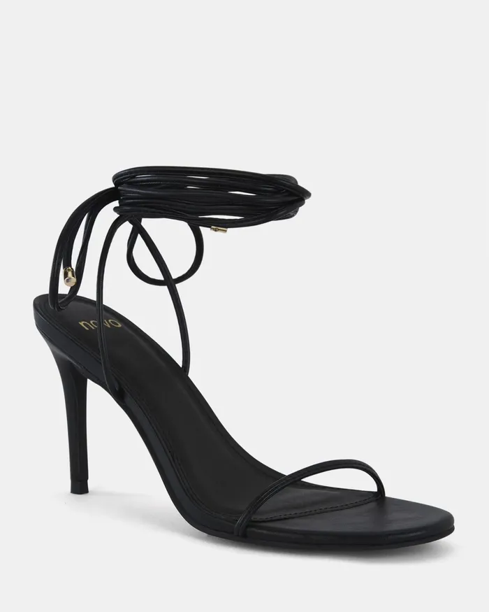 NOVO Shoes MANTOVA BLACK Open Toe Heels Women Stilettos