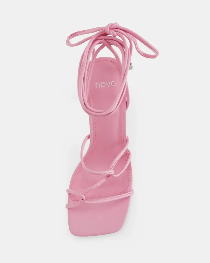 NOVO Shoes Party Women URAY PINK LaceUp Heels