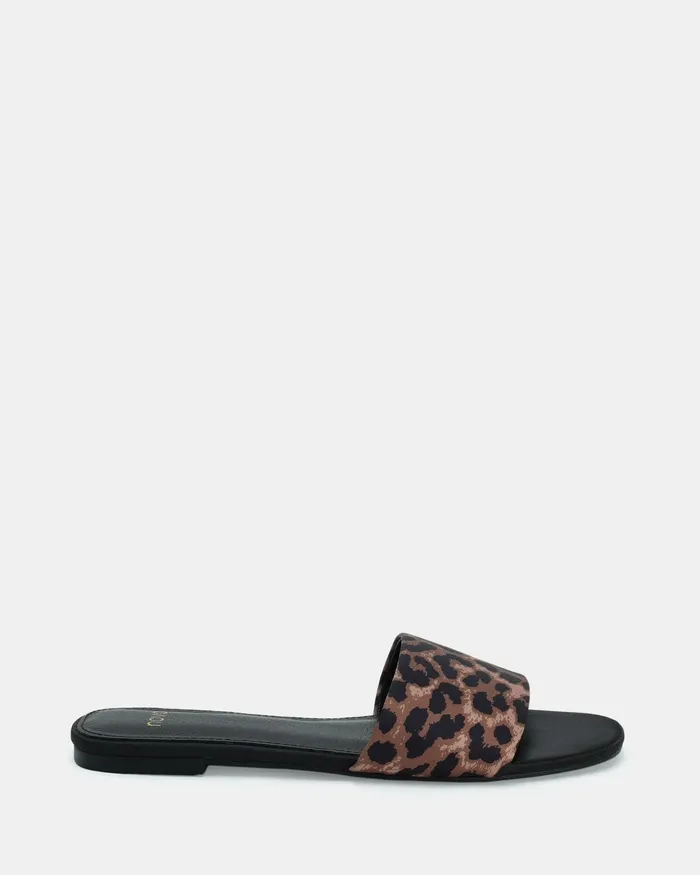 NOVO Shoes SADELLA LEOPARD SATIN Sandals Women Flat Sandals
