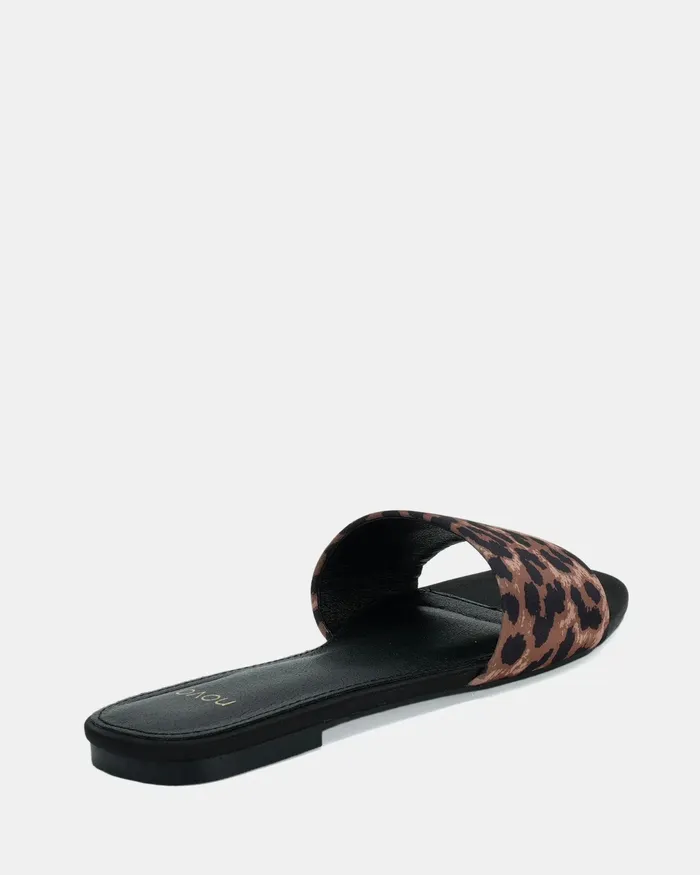 NOVO Shoes SADELLA LEOPARD SATIN Sandals Women Flat Sandals